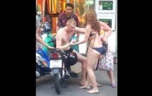 Пьяный русский турист, устроил дебош в Таиланде