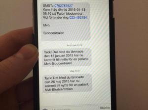 На заметку: в Швеции все доноры получает SMS, когда их кровь кому-то помогла